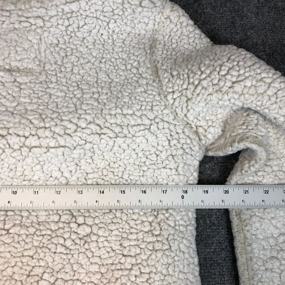 Cozy Sherpa Pullover Fleece Jacket‎ White Cream Size S Pockets Quarter Zip